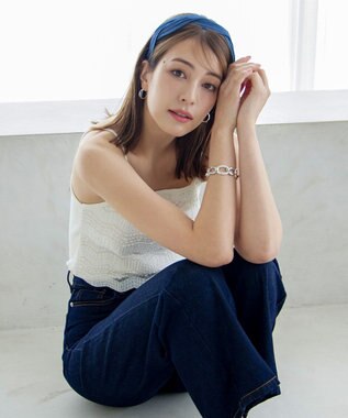 Tiaclasse 【洗える】スカラップニレースニットキャミソール オフホワイト