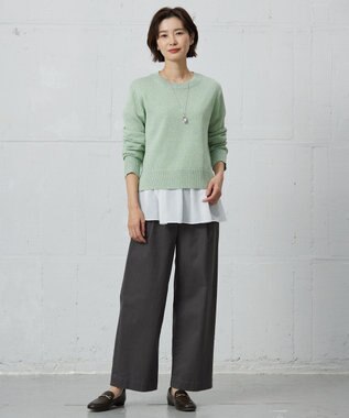 J.PRESS LADIES 【洗える】Reeves  Shine クルーネック ニット グリーン系