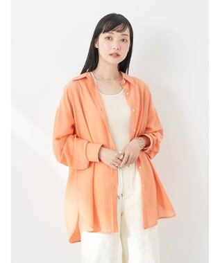 earth music&ecology シアーボーイズライクシャツ Orange