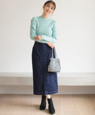 ANY SIS S 【洗える】ストレッチライトデニム スカート インディゴ