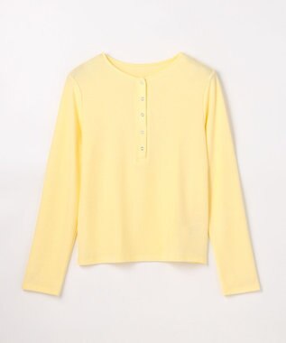 ANY クリアラメフライスヘンリーネックプルオーバー イエロー