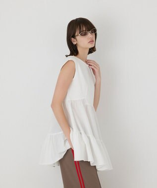 GRACE CONTINENTAL フレア切替カットトップ ホワイト
