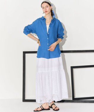 23区 【先行予約】LIBECOリネン ベーシック シャツ ブルー系