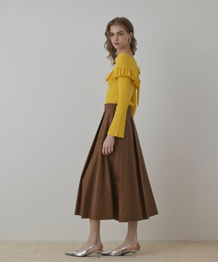 GRACE CONTINENTAL オフショルフリルニットトップ イエロー