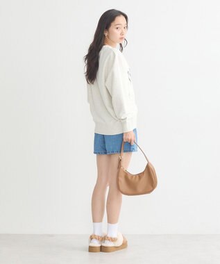 earth music&ecology チャンピオン　ｅｍａｅプリント裏毛プルオーバー Oatmeal