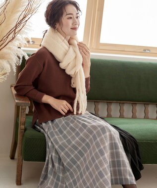 Tiaclasse 【SET UP】幅広いアイテムと相性抜群のニットトップスと女性らしさ溢れるスカートセット ブラウンオレンジ