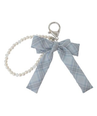 Maison de FLEUR チェックリボンパールチャーム Blue