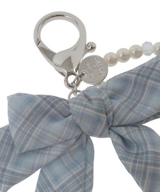 Maison de FLEUR チェックリボンパールチャーム Blue
