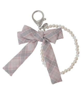 Maison de FLEUR チェックリボンパールチャーム Pink