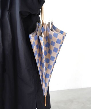 槇田商店 ノルディック ドットコラージュ ブルー 長傘 ブルー