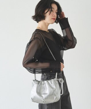 russet レザー巾着4WAYショルダーバッグ(CE-1454) Silver