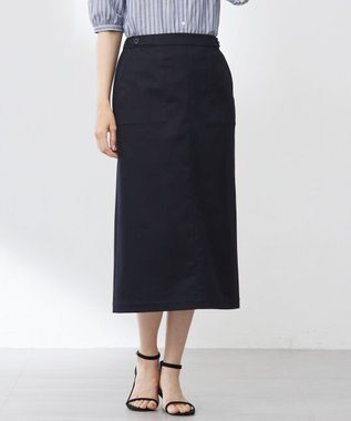 【洗える】シャンブレーサテン ナロー スカート