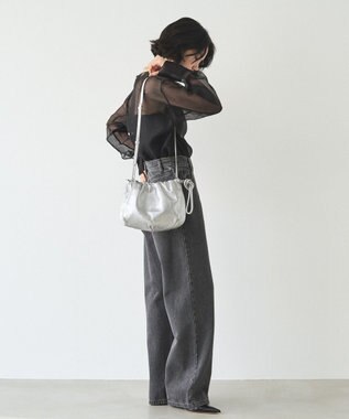 russet レザー巾着4WAYショルダーバッグ(CE-1454) Silver