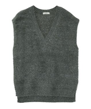 earth music&ecology 【予約】キャットライクヤーンニットベスト チャコールグレー