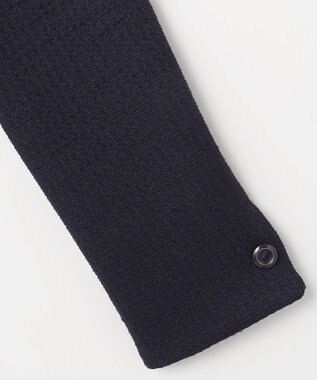 ANY SIS リップルボーダーストレッチ ノーカラージャケット ネイビー