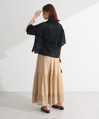 Green Parks インド綿 　衿付きレースシャツ Black