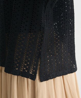 Green Parks インド綿 　衿付きレースシャツ Black