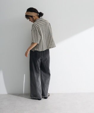 Green Parks インド綿 　衿付きレースシャツ Black