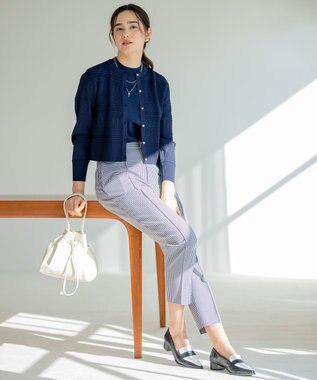 組曲 【洗える・ウエストゴム仕様】2WAYストレッチテーパード パンツ ネイビー系3