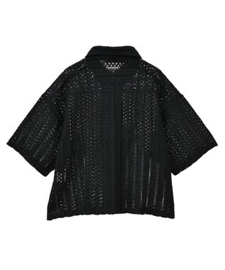 Green Parks インド綿 　衿付きレースシャツ Black