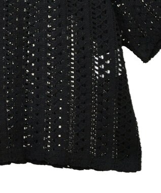 Green Parks インド綿 　衿付きレースシャツ Black