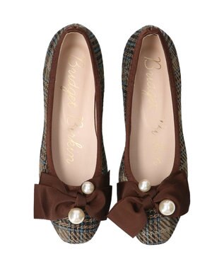Bridget Birkin 【Bridget Birkin】ビッグパールリボンフラットシューズ ブラウン雑材