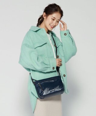 LA BAGAGERIE コーティングキャンバス ミニショルダーバッグ ネイビー