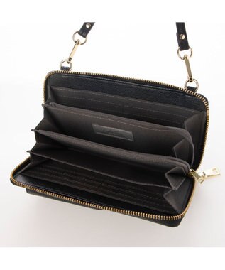 UNBILLION カシュカシュ cachecache / リールキー付きウォレットショルダーバッグ ブラック