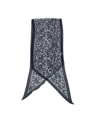 Marca ＜洗えるシルク＞【Marcaオリジナル】小枝更紗 ウォッシャブル シルクローン剣先ストール ネイビー