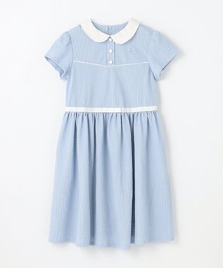 組曲 KIDS 【110-140㎝】サッカーストライプ ワンピース サックスブルー