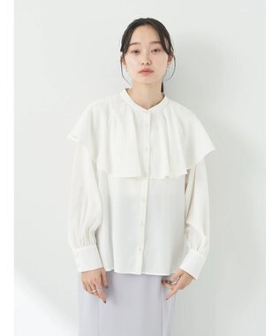 earth music&ecology ケープカラーブラウス Off White