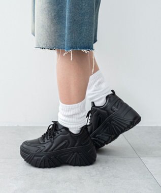 WEGO ボリュームレースアップスニーカー ブラック