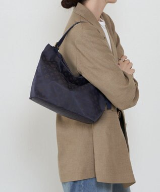 russet ナイロンジャガード2WAYワンハンドルトートバッグ(SF-268) Purple/BR