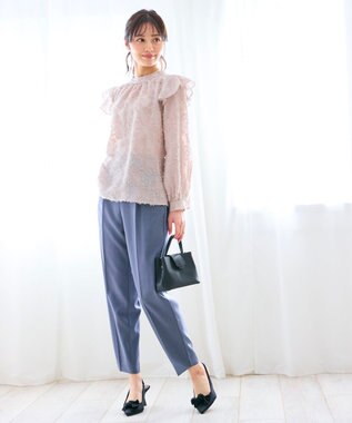 Feroux 【洗える】ジャガードブラウス ベージュ系