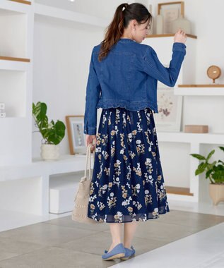 Tiaclasse ノーカラーデニムジャケット ブルー