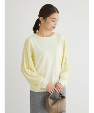 Green Parks プリーツ袖ニットプルオーバー Yellow