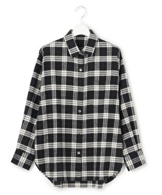 23区 L 【洗える】ブラッシュド ビエラチェック シャツ モノトーン系