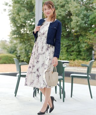 Tiaclasse ノーカラーデニムジャケット ネイビー