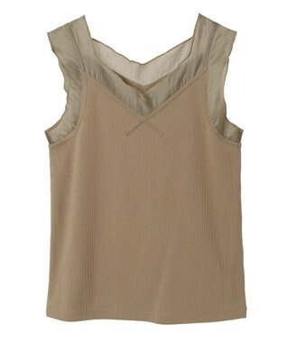 Green Parks ・ＳＵＧＡＲ　ＳＰＯＯＮ　シアー切替タンクトップ Gray Beige