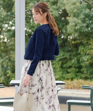 Tiaclasse ノーカラーデニムジャケット ネイビー