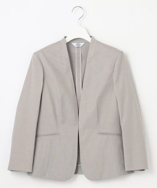 J.PRESS LADIES 【セットアップ対応・洗える・撥水・防汚】コットンFITTYシャーク ノーカラー ジャケット ベージュ系