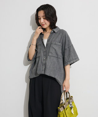 Green Parks 半袖シアーデニムシャツ Black