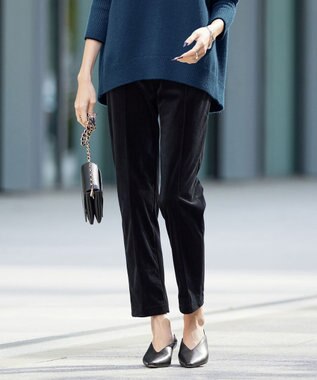 ICB 【洗える】 コーデュロイ テーパードパンツ ブラック系