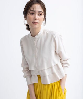 組曲 【WEB限定カラーあり】リヨセルシャーティング ティアードブラウス グレージュ系