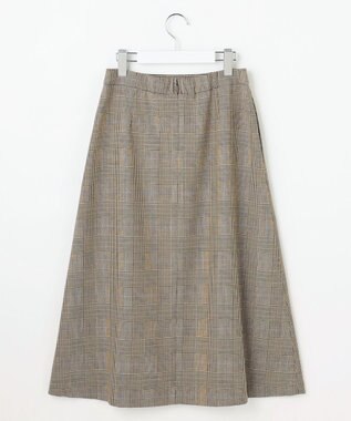 J.PRESS LADIES L モナベールツイル チェック フレア スカート ブラウンチェック系