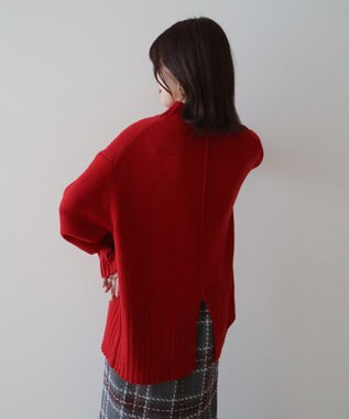Green Parks 洗えるモックネックニットプルオーバー Red