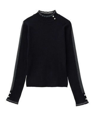 Green Parks ・ｓｗｉｎｇ　ｂｙ　シフォンフリルリブハイネック Black