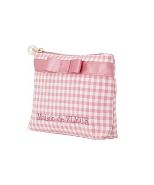 Maison de FLEUR ギンガムチェックスクエアポーチ Pink