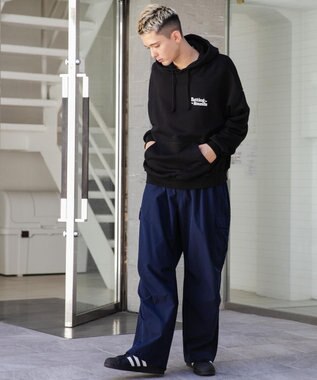 WEGO ヘビーウエイトユニークモチーフプルパーカー ブラック