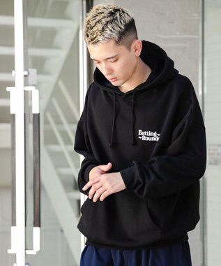 WEGO ヘビーウエイトユニークモチーフプルパーカー ブラック